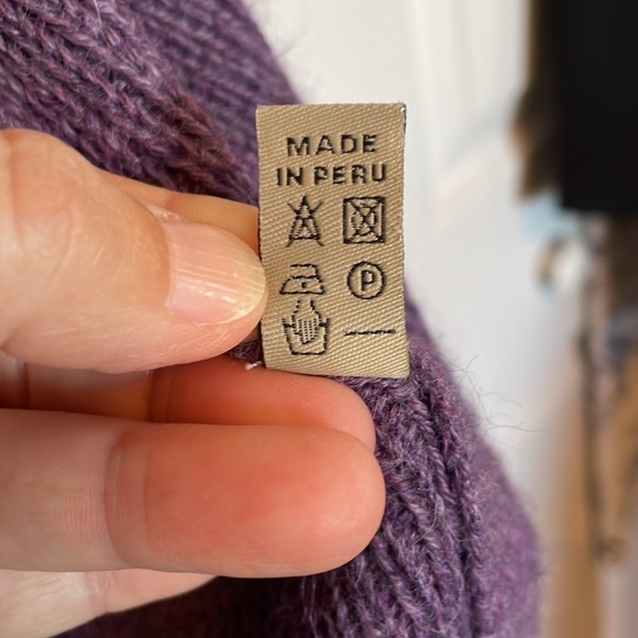 Women’s Peruvianan Link Alpaca cardigan sweater XL purple open front. Repaired - Picture 8 of 15